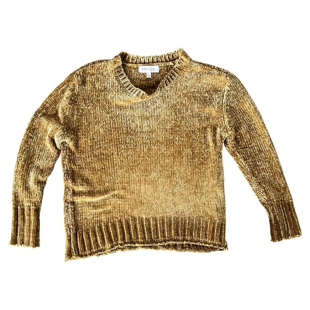 Philosophy mustard yellow chunky chenille sweater size Small